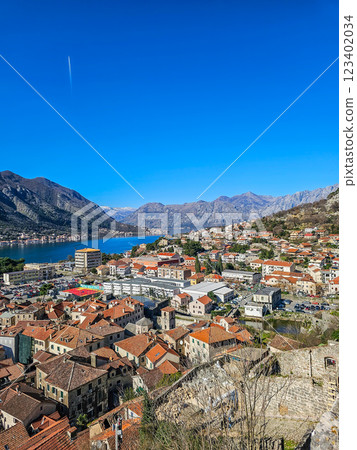aerial view of the old town of Kotor, Montenegro. 123402034