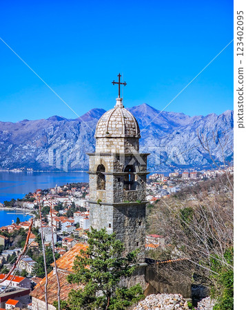 aerial view of the old town of Kotor, Montenegro. 123402095