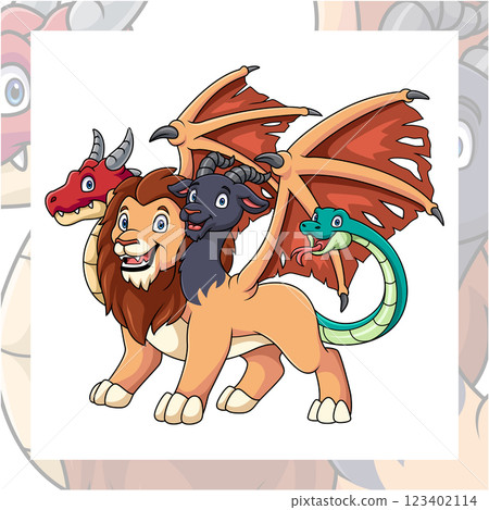 Cartoon chimera character design on white background Cartoon chimera character design on white background 123402114