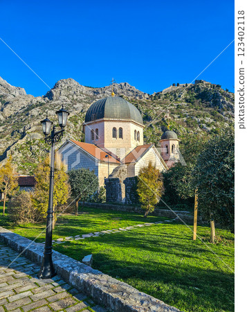 aerial view of the old town of Kotor, Montenegro. 123402118