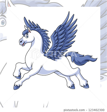 Pegasus cartoon mascot character design Pegasus cartoon mascot character design 123402300