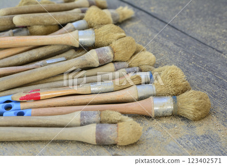 Many brushes for archaeological excavations Many brushes for archaeological excavations 123402571