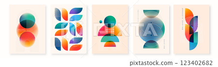 Abstract background vector illustration. Pattern design with graphic shapes, line elements, bright gradient color. Modern poster template in retro bauhaus flat style. Minimal business cover Abstract background vector illustration. Pattern design with graphic shapes, line elements, bright gradient color. Modern poster template in retro bauhaus flat style. Minimal business cover 123402682