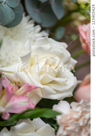 Beautiful Bouquet of Pink and White Roses Beautiful Bouquet of Pink and White Roses 123403424