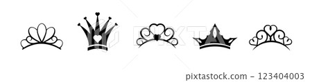 Black crown with diamonds and heart for elegant royal themes. Black crown with diamonds and heart for elegant royal themes. 123404003