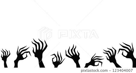 Demon hands silhouette for creepy Halloween designs. 123404007