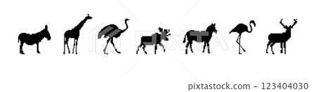 Silhouette collection of diverse animals in various poses highlighting unique features Silhouette collection of diverse animals in various poses highlighting unique features 123404030