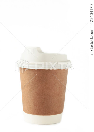 Craft paper cup with space for text isolated on white Craft paper cup with space for text isolated on white 123404170