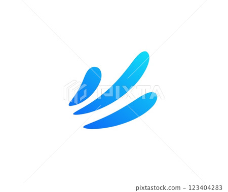 Modern blue abstract logo design with three curved lines on plain background Modern blue abstract logo design with three curved lines on plain background 123404283