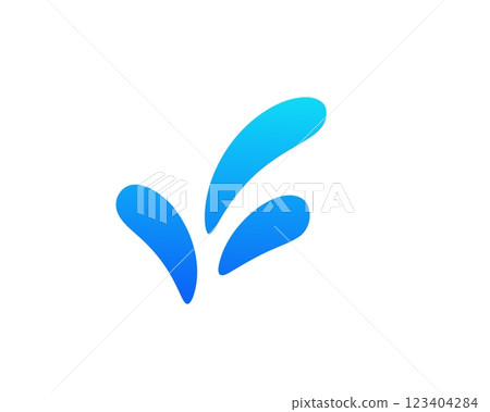 Modern minimal blue abstract shape with fluid curves and clean lines on a white background Modern minimal blue abstract shape with fluid curves and clean lines on a white background 123404284