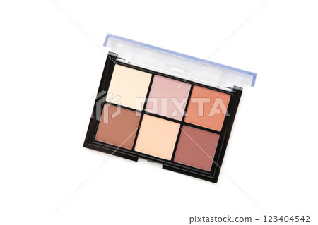 Multicolor palette of trendy shades of eyeshadow isolated on white background. 123404542