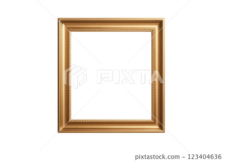 Gold square frame. Empty space for picture or text. Generated AI 123404636