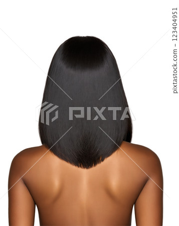 Straight, shoulder-length hair in dark red with subtle waves, worn by an African American woman aged 18-22 years old, for 123404951