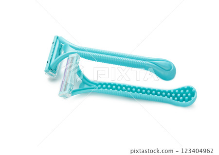 Blue woman razors isolated on a white background. 123404962