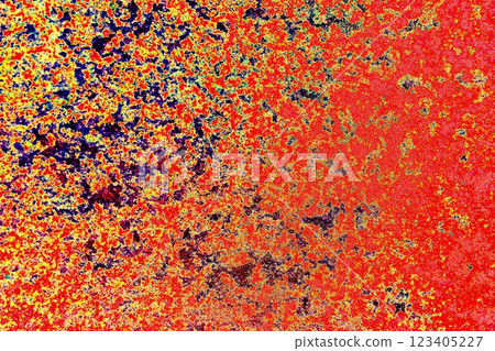 Rusty metal background. Texture of colored steel. Changed color scheme. 123405227