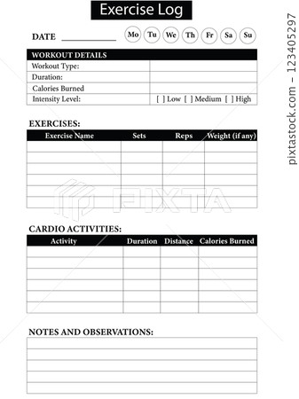 Minimalist Daily Exercise Log Page Template, Printable Workout Tracker Sheet, Fitness Journal Minimalist Daily Exercise Log Page Template, Printable Workout Tracker Sheet, Fitness Journal 123405297