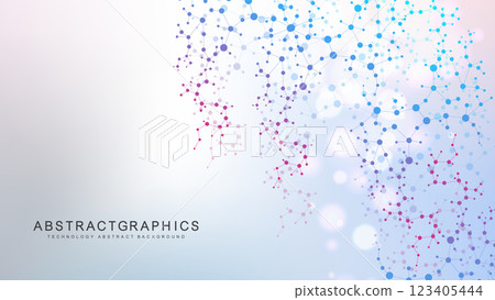 Modern abstract molecules structure for science or medical background. DNA helix or atom visualization. Molecular wave flow abstract background. Vector illustration Modern abstract molecules structure for science or medical background. DNA helix or atom visualization. Molecular wave flow abstract background. Vector illustration 123405444