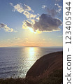 Shining sunset and clouds over the sea 123405944