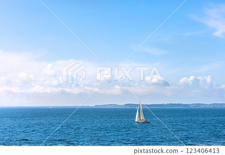 Sailboat at sea on a sunny day. Sailboat at sea on a sunny day. 123406413