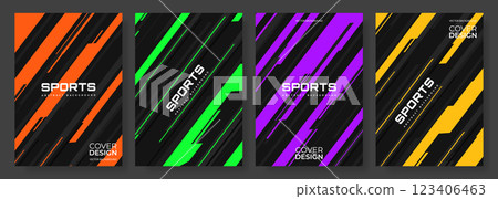 Modern sports poster vector set. Cover design template collection for sport event, banner, flyer, brochure, poster, card, presentation background 123406463