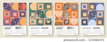 Abstract geometric poster or vertical background vector set. Modern colorful cover design template collection for banner, brochure, flyer, poster, book, annual report, card, presentation 123406471
