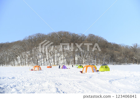 Smelt fishing at Lake Abashiri Smelt fishing at Lake Abashiri 123406841