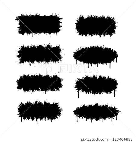 Bold black paint splatters and brush strokes in a flat design style for creative vector art Bold black paint splatters and brush strokes in a flat design style for creative vector art 123406983