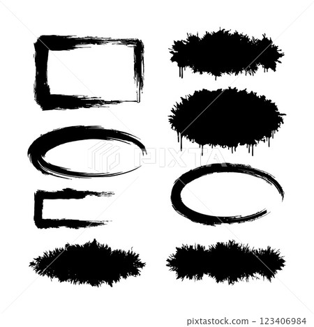 Black brush stroke shapes with varied outlines in flat design vector art Black brush stroke shapes with varied outlines in flat design vector art 123406984