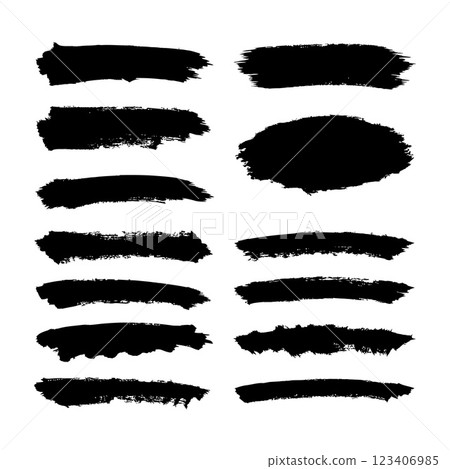 Bold black brush strokes in various shapes and sizes, minimal design, vector art Bold black brush strokes in various shapes and sizes, minimal design, vector art 123406985
