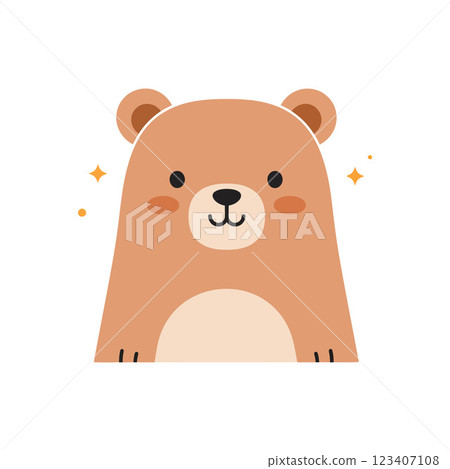 Cute cartoon bear character with a friendly expression in flat vector art style Cute cartoon bear character with a friendly expression in flat vector art style 123407108