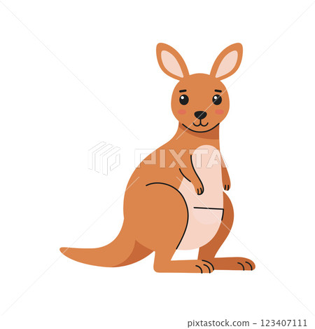 Friendly kangaroo standing upright in a playful pose, minimalistic design vector illustration Friendly kangaroo standing upright in a playful pose, minimalistic design vector illustration 123407111