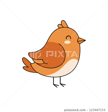 Cheerful orange bird with a rounded body in minimal flat vector art style Cheerful orange bird with a rounded body in minimal flat vector art style 123407153