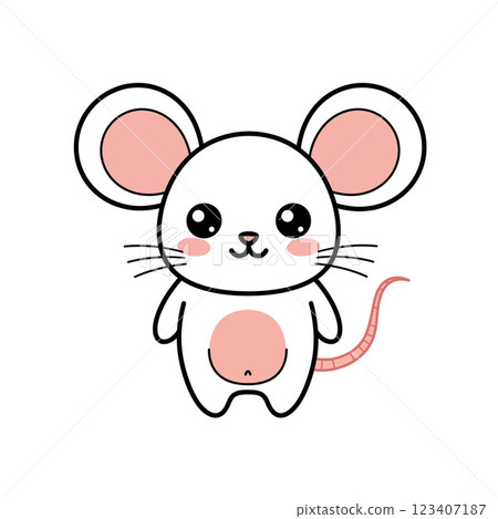 Cute cartoon mouse character with large ears in a flat design style vector illustration Cute cartoon mouse character with large ears in a flat design style vector illustration 123407187