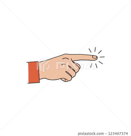 Hand pointing with a focused gesture in a minimalistic style, illustrating communication in vector art Hand pointing with a focused gesture in a minimalistic style, illustrating communication in vector art 123407374