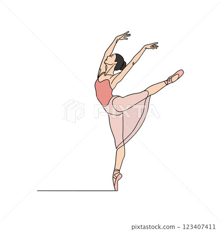 Elegant ballet dancer performing a graceful pose in minimal style vector illustration showcasing poise and artistry in motion 123407411