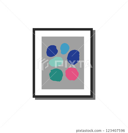 Colorful abstract shapes in a minimalistic design framed on a grey background, showcasing vibrant hues and smooth contours in vector art Colorful abstract shapes in a minimalistic design framed on a grey background, showcasing vibrant hues and smooth contours in vector art 123407596