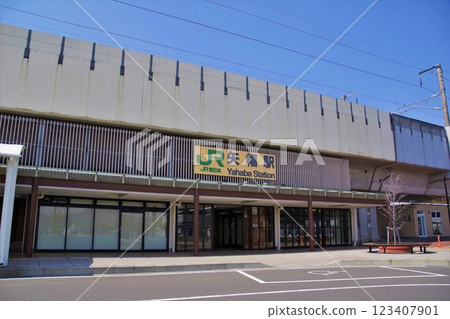 Iwate Station: JR Yahaba Station East Exit on a sunny day Iwate Station: JR Yahaba Station East Exit on a sunny day 123407901