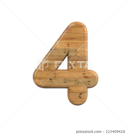 Wood number 4 - 3d pine digit - Suitable for Decoration, nature or wood related subjects Wood number 4 - 3d pine digit - Suitable for Decoration, nature or wood related subjects 123409428