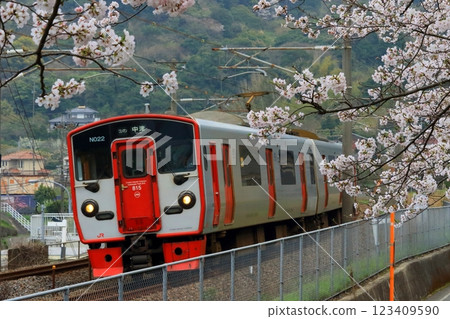 火車和櫻花樹(日豐本線) 火車和櫻花樹(日豐本線) 123409590