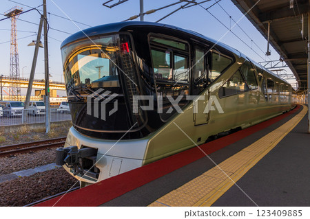 Train Suite Shiki-Shima stopped at Hakodate Station Train Suite Shiki-Shima stopped at Hakodate Station 123409885