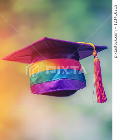 Rainbow colored graduation cap symbolizes pride and progress in rights Rainbow colored graduation cap symbolizes pride and progress in rights 123410218