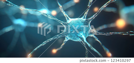 Neurons interconnected in network, representing data processing and analytics 123410297