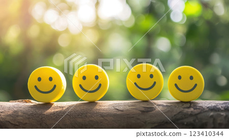 Happy smiley faces representing positivity and joy in healthcare 123410344