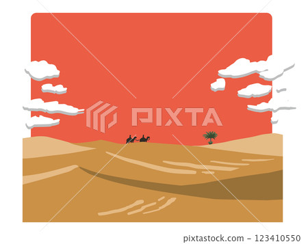 沙漠和紅色天空框架插圖的簡單背景 沙漠和紅色天空框架插圖的簡單背景 123410550