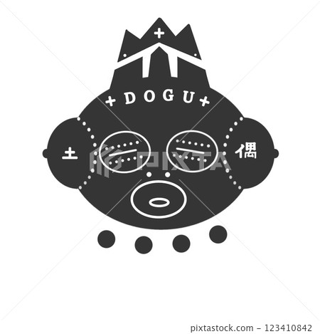 Cute and cute clay figurine face logo, black 123410842