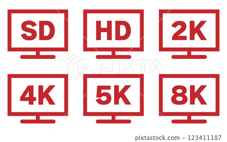 TV Resolution Icon Red 123411187