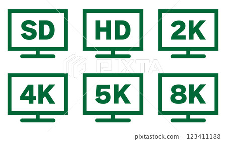 TV Resolution Icon Green TV Resolution Icon Green 123411188