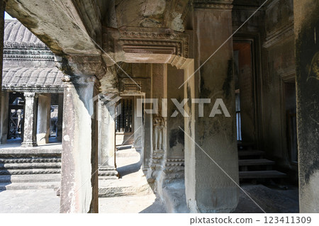 Angkor Wat on a clear day, Angkor ruins, Cambodia 123411309
