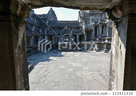 Angkor Wat on a clear day, Angkor ruins, Cambodia 123411310