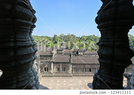Angkor Wat on a clear day, Angkor ruins, Cambodia 123411311